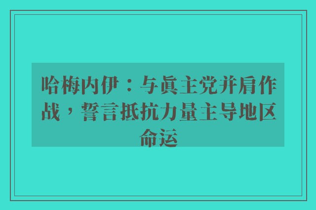 哈梅内伊：与真主党并肩作战，誓言抵抗力量主导地区命运